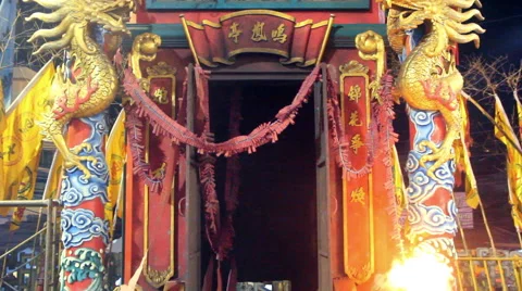 Chinese firecracker exploding 스톡 동영상 68949198