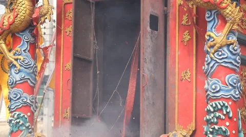 Chinese firecracker exploding Stock Footage 68992161