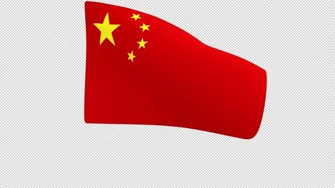 Chinese flag – 3d render looped with alpha channel. Видео 334651279