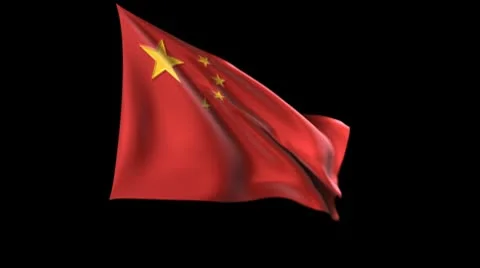 Chinese flag with alpha matte Stock Footage 10725887