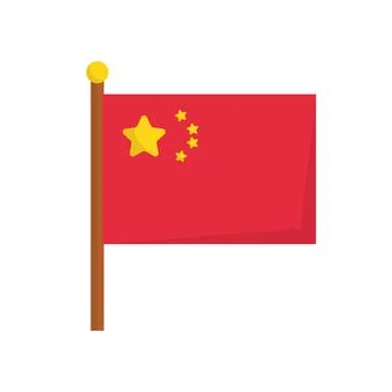 Chinese flag and pole. Stock Illustration