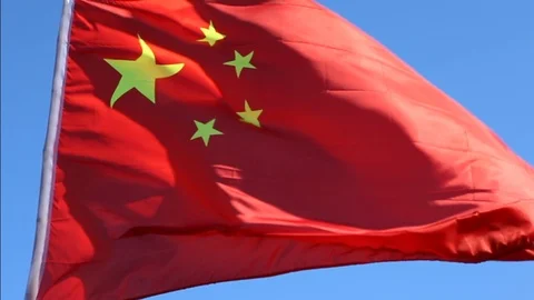 Chinese flag blowing in the wind Stock-Footage 119336882