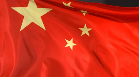 Chinese flag blowing in wind, slow motion Stock Footage 61673568