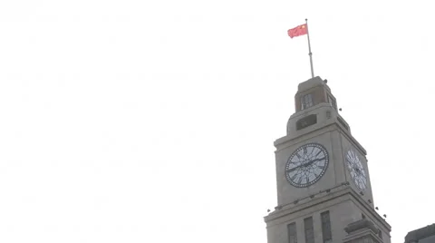 Chinese flag on the clock tower Stock Footage 44421683