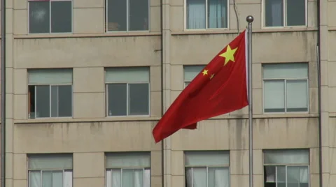 Chinese flag on flagpole, China Stock Footage 54438552