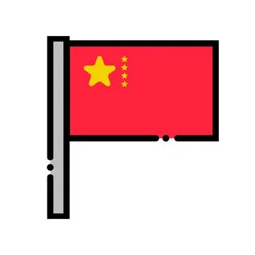 Chinese flag icon in flat design. Vector. Stock Illustration