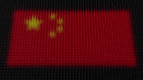 Chinese Flag Light Shining on Scrolling Bullets Stock Footage 254011733