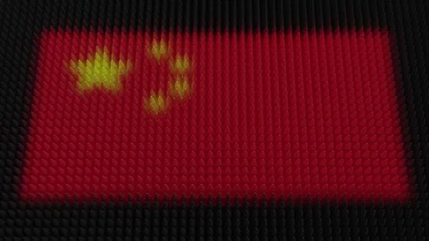 Chinese Flag Light Shining on Scrolling Bullets Video stock 278469016