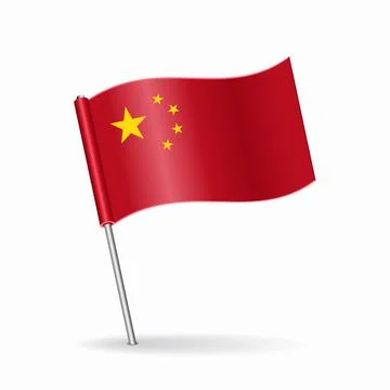 Chinese flag map pointer layout. Vector illustration. Stock Illustration
