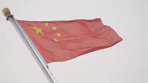 Chinese Flag moving focuspull Video stock 100156932