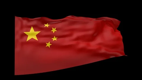 Chinese flag over black background 3d animation Stock Footage 99105381
