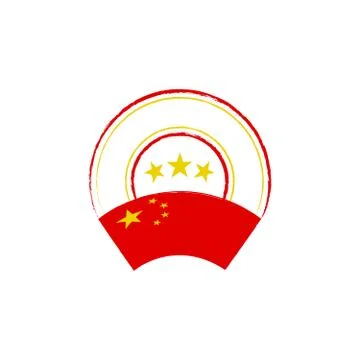 Chinese flag, retro stamp, vector illustration Stock Illustration