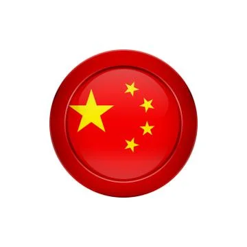 Chinese flag on the round button, vector illustration Stock Illustration