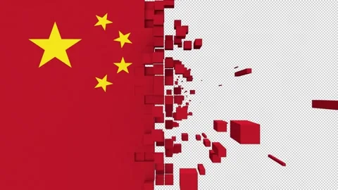 Chinese flag transitions pack – 3d render alpha channel. Stock Footage 308443240
