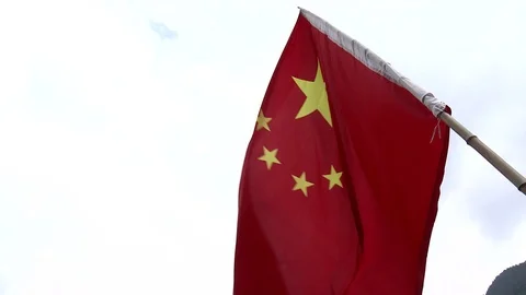 Chinese flag waving Stock Footage 123580438