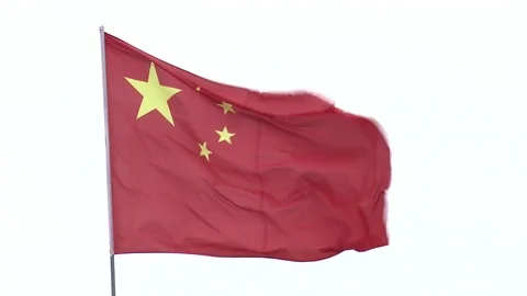 Chinese flag waving Stock Footage 123580439