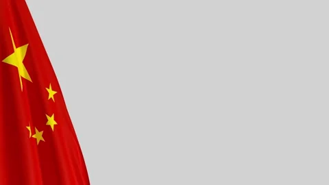 Chinese Flag Waving Seamless Loop with Copy Space on Right Video stock 332539566