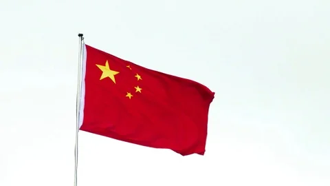 Chinese Flag waving In Wind Stock Footage 109621014