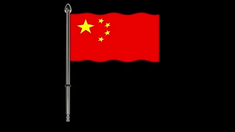 Chinese flag waving in the wind. Stock Footage 340324096