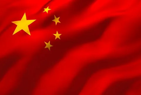 Chinese flag waving in the wind Stock Illustration