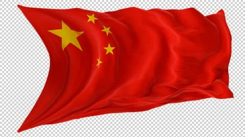 Chinese Flag Waving in the Wind Stock Illustration