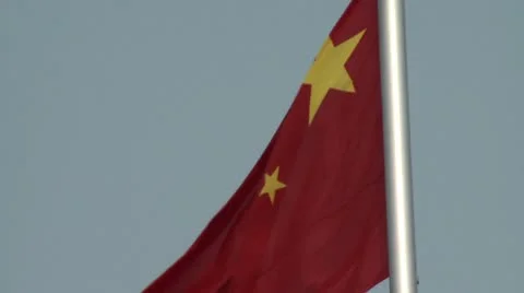 Chinese flag on a wind Stock Footage 10588355