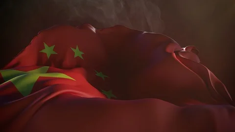 Chinese Flag in Wind Video stock 92006297