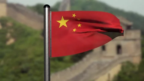 Chinese flag in the wind Stock Footage 170845432