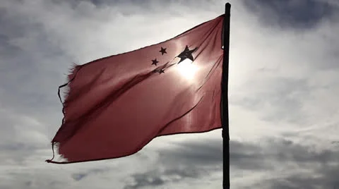 CHINESE FLAG WORN TORN SHREDDED NATIONAL SYMBOL Stock Footage 26493516