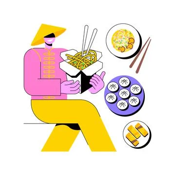 Chinese food abstract concept vector illustration. Stock Illustration