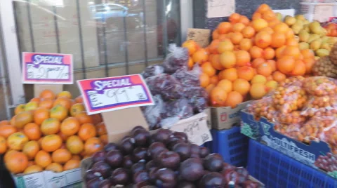 Chinese Food Display Outside A Grocery Store Chinatown Montreal Canada Stock Footage 5186510