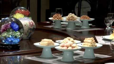 Chinese food on a rotating table Stock Footage 102028699