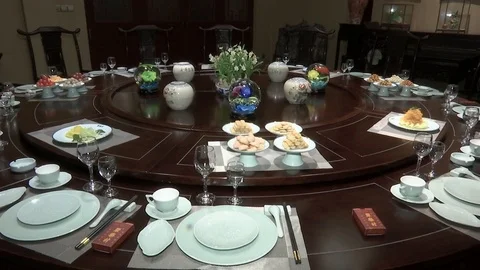 Chinese food on a rotating table Stock Footage 102029538