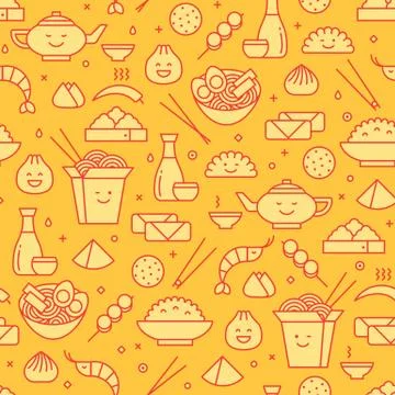 Chinese food seamless pattern Stock Illustration
