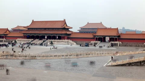 Chinese Forbidden City museum complex in Beijing timelapse Stock Footage 119776700