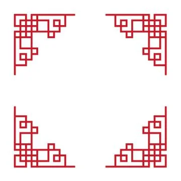 Chinese frame corner elements. Traditional asian ornate corner parts. Stock Illustration