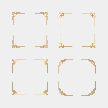 Chinese frame corner set Stock Illustration