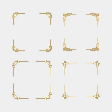 Chinese frame corner set Stock Illustration
