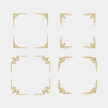 Chinese frame corner set Stock Illustration