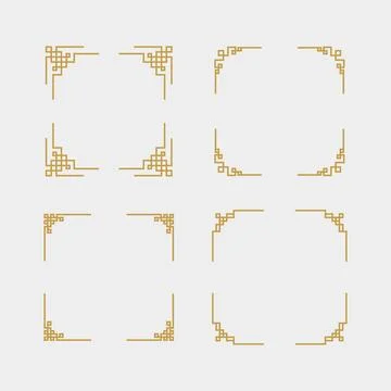 Chinese frame corner set Stock Illustration