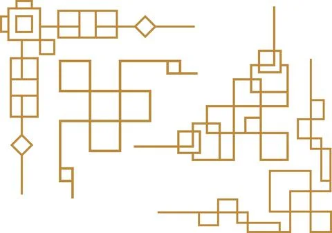 Chinese frame outline elements. Oriental decorations. Stock Illustration