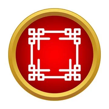 Chinese frame pattern on red and gold button Stock Illustration