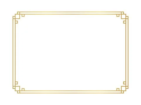 Chinese frame rectangle line, certificate frame, antique china border gold .. 스톡 일러스트