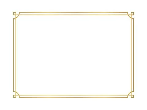 Chinese frame rectangle line, certificate frame, antique china border gold .. Stock Illustration