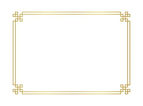 Chinese frame rectangle line, certificate frame, antique china border gold .. Stock Illustration