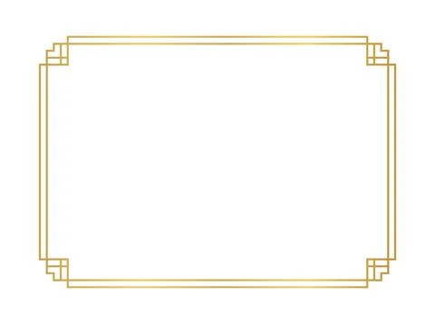 Chinese frame rectangle line, certificate frame, antique china border gold .. Stock Illustration