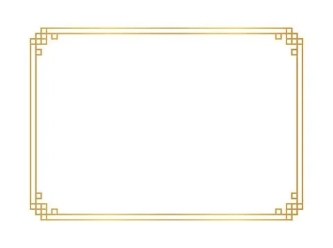 Chinese frame rectangle line, certificate frame, antique china border gold .. Stock-Illustration