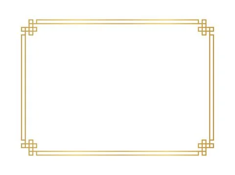 Chinese frame rectangle line, certificate frame, antique china border gold .. Stock Illustration