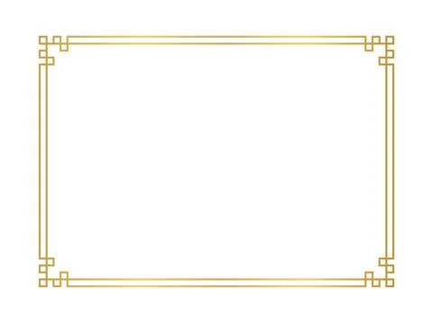 Chinese frame rectangle line, certificate frame, antique china border gold .. 스톡 일러스트