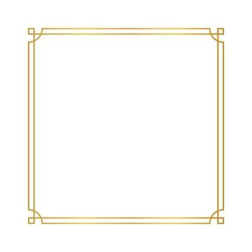 Chinese frame square line, certificate frame, antique china border gold fra.. Stock Illustration